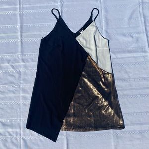 VENUS Black, White, & Metallic Tank Mini Dress